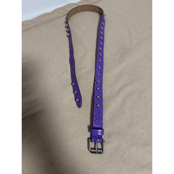 Rebecca Minkoff Belt Womens One Size Purple Crocodile Embossed Studded Patent - Picture 6 of 8